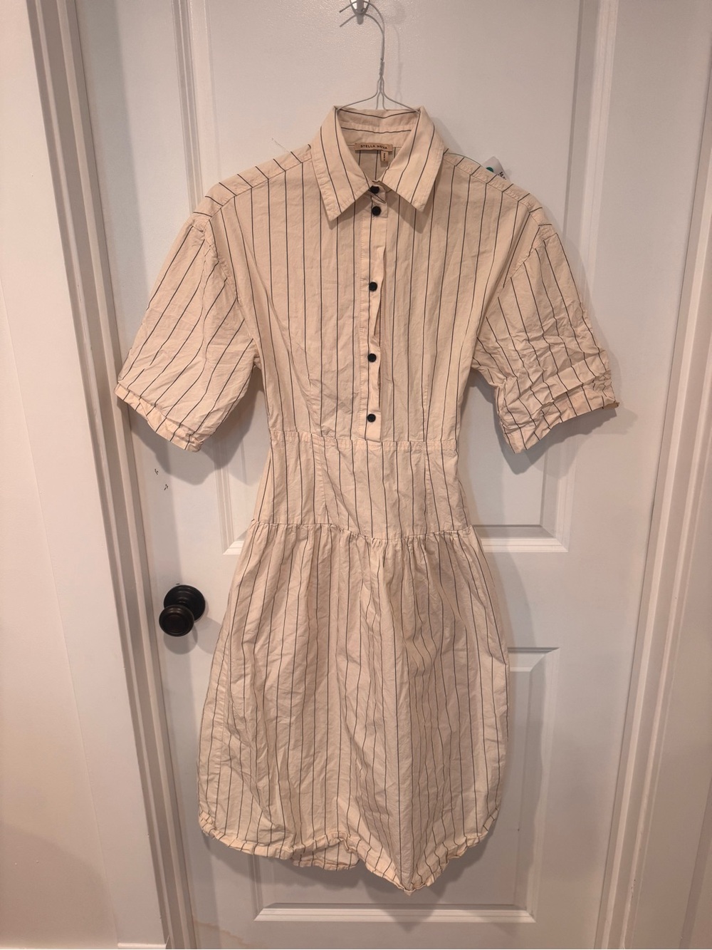 Stella Nova anthro inspired Striped Cream Midi Shirt Dress